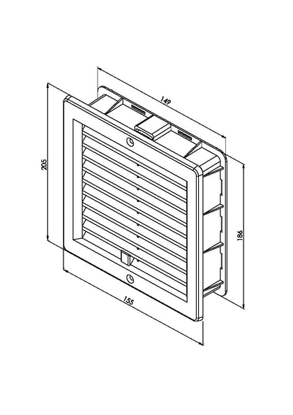 Rama de aerisire cu obloane reglabile HACO VM U-150 x 200 mm
