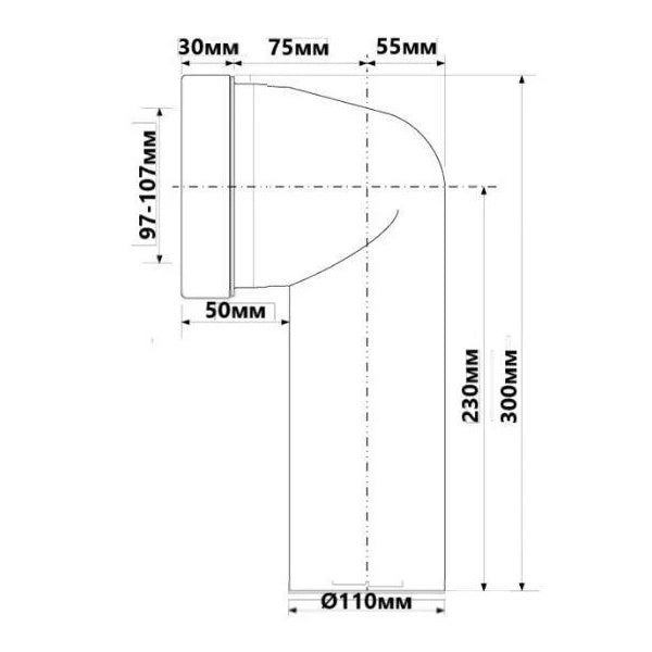 Racord WC McALPINE cotit, DN100, L 260 mm 90° Ø 110