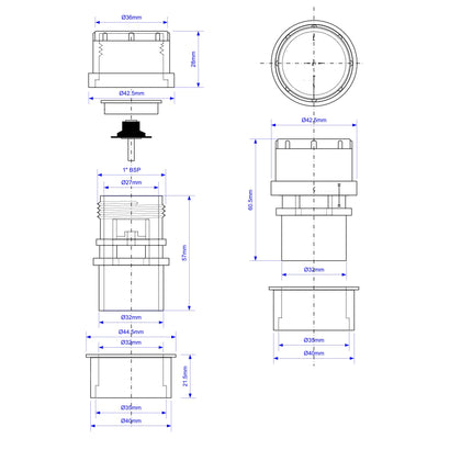 Aerator McALPINE - Ø32 mm (DN32)