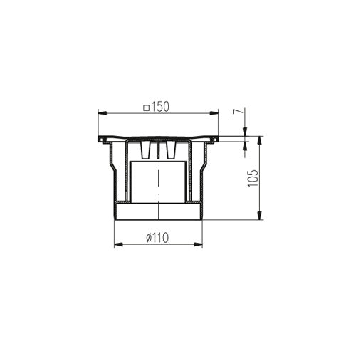 Sifon de pardoseala MCH cu iesire verticala DN 110 - inox/negru