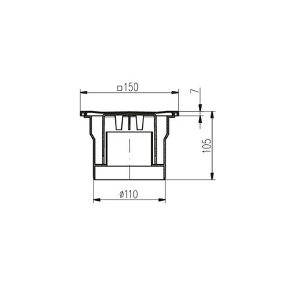 Sifon de pardoseala MCH cu iesire verticala DN 110 - plastic/alb