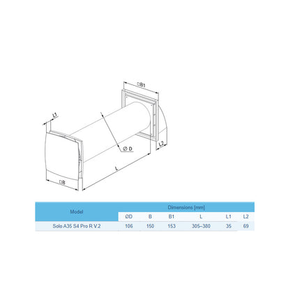 Sistem ventilatie Blauberg - Solo A35 S4 PRO R V.2