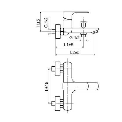 Baterie cada/dus de perete SERIA NESEA BLACK EH.3515/I-150_B, Slovarm