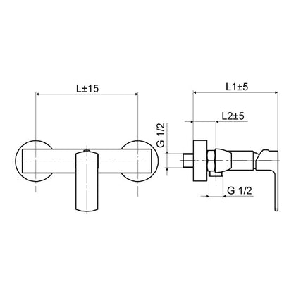Baterie cada/dus de perete SERIA NESEA BLACK EH.3520/I-150_B, Slovarm