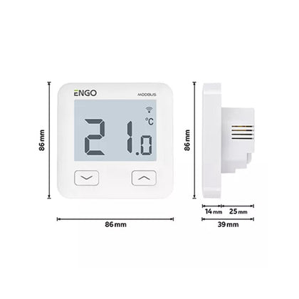 Termostat ENGO E10-MBUSW, Wi-Fi si MODBUS RS-485, 230V, alb