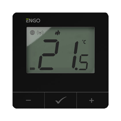 Termostat inteligent ENGO E25-BATB, ZigBee si RF 868 MHz, cu baterii, negru