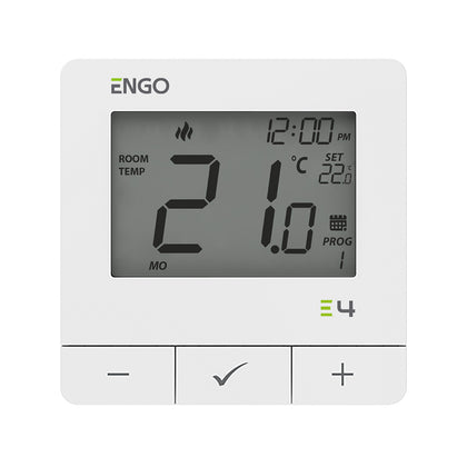 Termostat de camera programabil E4-W, cu fir, montaj aparent, incalzire/racire, 230V