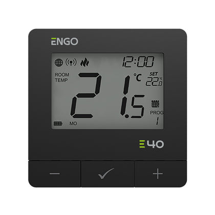 Termostat programabil cu baterii E40, aparent WIRELESS ZIGBEE 868 MHz,negru, ENGO