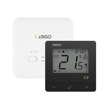 Termostat ambiental programabil fara fir E7-RFW, negru, cu baterii