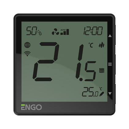 Termostat pentru ventiloconvector ENGO EFAN-24B, Wi-Fi si MODBUS, 24V DC, negru