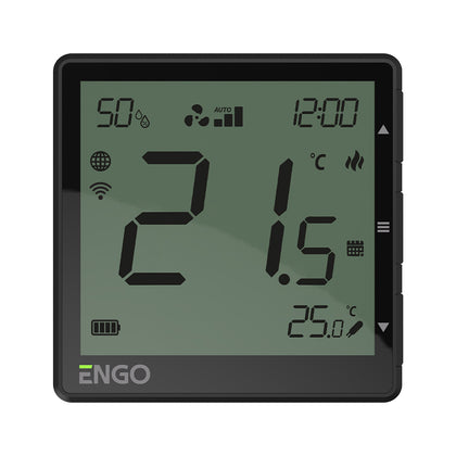 Termostat wireless pentru ventiloconvector ENGO EFAN-RFB, Wi-Fi si RF 868 MHz, negru