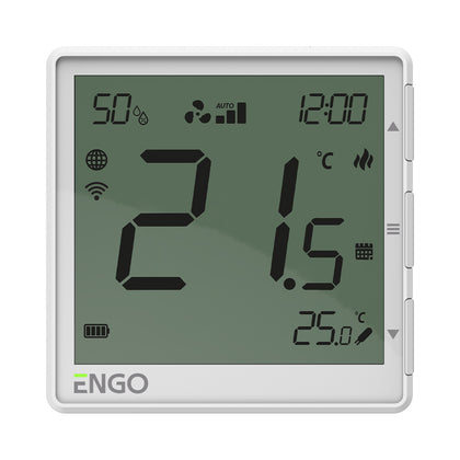 Termostat wireless pentru ventiloconvector ENGO EFAN-RFW, Wi-Fi si RF 868 MHz, alb