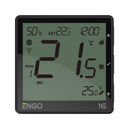 Termostat inteligent ENGO EONE-16B, Wi-Fi si MODBUS, 230V, 16A, negru