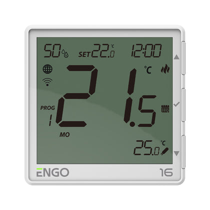 Termostat inteligent ENGO EONE-16W, Wi-Fi si MODBUS, 230V, 16A, alb