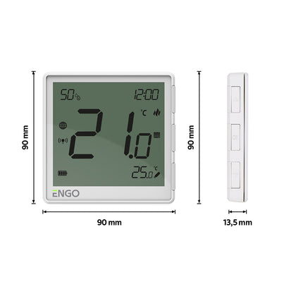 Termostat wireless ZIGBEE, alb, cu baterii, ENGO