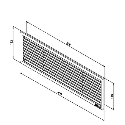 Rama de aerisire pentru usi HACO-400 x 130 mm, maro