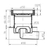 Sifon de pardoseala iesire orizontala D50/h reglabil cu gratar de inox ceramics 150x150 si guler, MCH Chudej