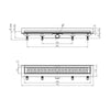 Rigola de interior montate la perete MCH cu rama si gratar de inox MEDIUM mata, 650 mm