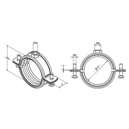 Colier de fixare tevi cu doua suruburi D102-116 4