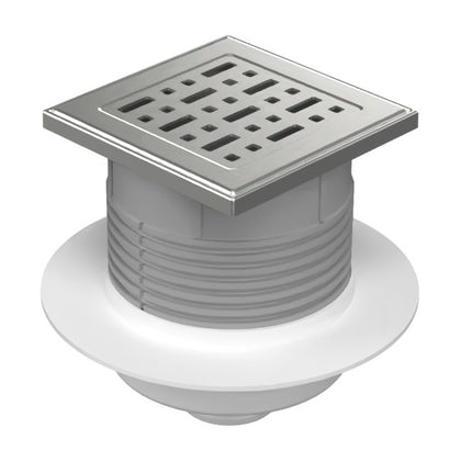 Sifon de pardoseala Neptun iesire verticala D50/h reglabil cu gratar de inox face 125x125 si guler, MCH Chudej