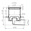 Sifon de pardoseala Neptun iesire orizontala D50/h reglabil cu gratar de inox face 125x125 si guler, MCH Chudej