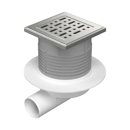 Sifon de pardoseala Neptun iesire orizontala D50/h reglabil cu gratar de inox face 125x125 si guler, MCH Chudej