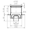 Sifon de pardoseala Neptun iesire verticala D50/h reglabil cu gratar de inox gate 122x122 si guler, MCH Chudej