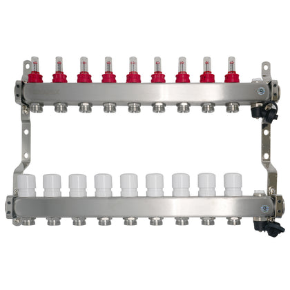 Set de distribuitoare din inox cu debitmetre, robinet de golire polimer, aerisitor NOVAPEX - 1