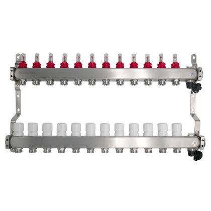 Set de distribuitoare din inox cu debitmetre, robinet de golire polimer, aerisitor NOVAPEX - 1