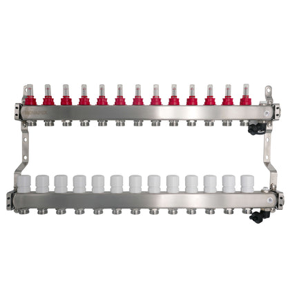 Set de distribuitoare din inox cu debitmetre, robinet de golire polimer, aerisitor NOVAPEX - 1