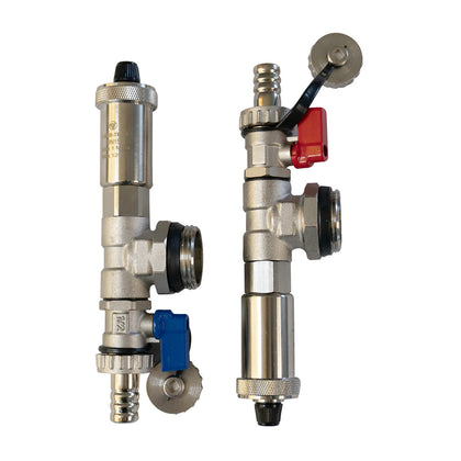Set element de capat, tur-retur, pentru distribuitor 1” cu aerisitor automat si robinet golire, Land-Tech
