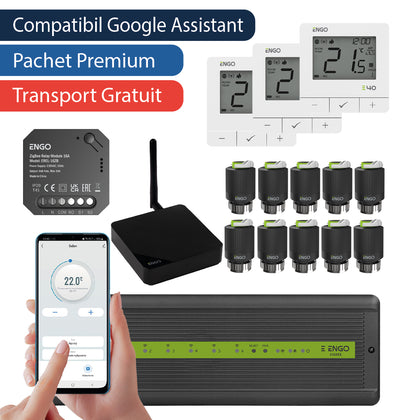 Pachet premium automatizare ZigBee fara fir cu control pe telefon, 10 circuite - 3 zone, ENGO