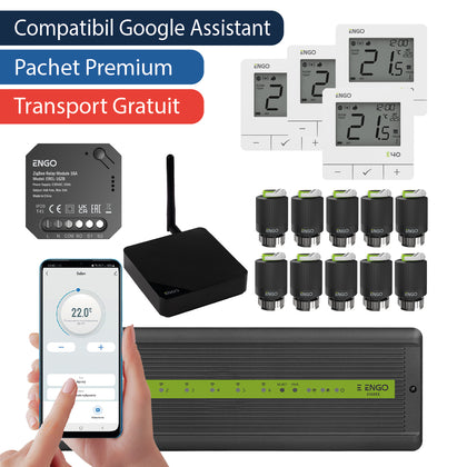 Pachet premium automatizare ZigBee fara fir cu control pe telefon, 10 circuite - 4 zone, ENGO