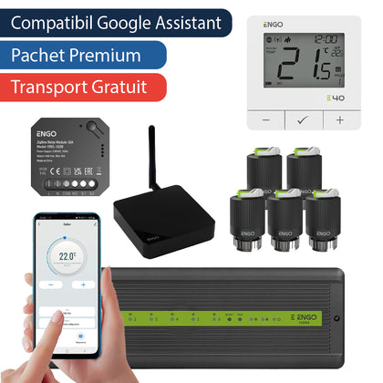 Pachet premium automatizare ZigBee fara fir cu control pe telefon, 5 circuite - 1 zona, ENGO