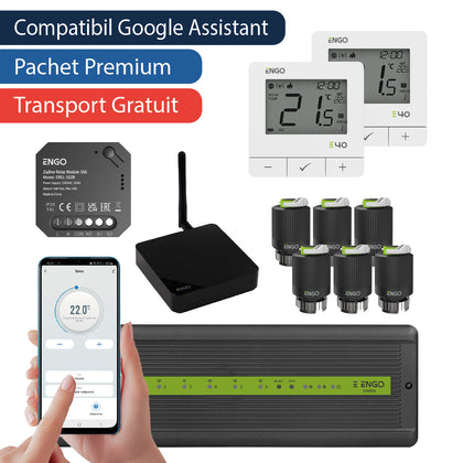 Pachet premium automatizare ZigBee fara fir cu control pe telefon, 6 circuite - 2 zone, ENGO