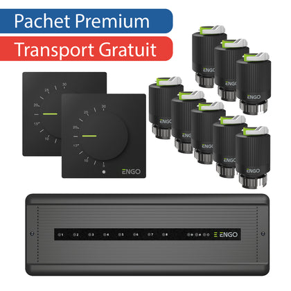 Pachet premium automatizare incalzire in pardoseala cu fir, 8 circuite - 2 zone, ENGO