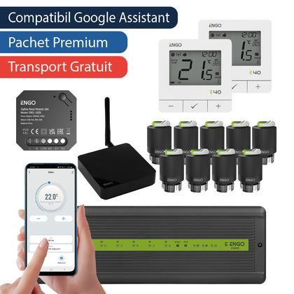 Pachet premium automatizare ZigBee fara fir cu control pe telefon, 9 circuite - 2 zone, ENGO