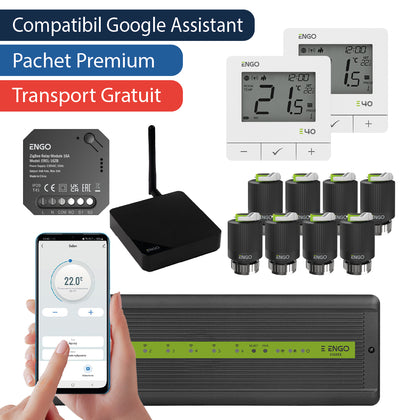 Pachet premium automatizare ZigBee fara fir cu control pe telefon, 8 circuite - 2 zone, ENGO