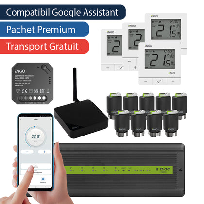 Pachet premium automatizare ZigBee fara fir cu control pe telefon, 9 circuite - 4 zone, ENGO