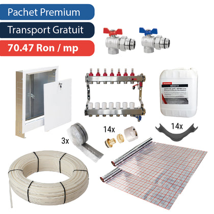 Pachet complet pentru incalzire in pardoseala PE-RT, 60 mp