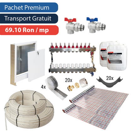 Pachet complet pentru incalzire in pardoseala PE-RT, 80 mp