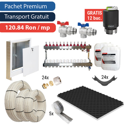 Pachet premium complet pentru incalzire in pardoseala PE-Xa, 100 mp