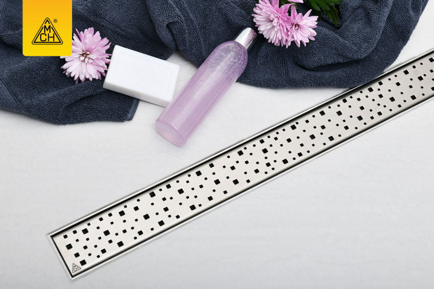 Rigola de interior MCH cu rama si gratar de inox SQUARE lucioasa, 350 mm