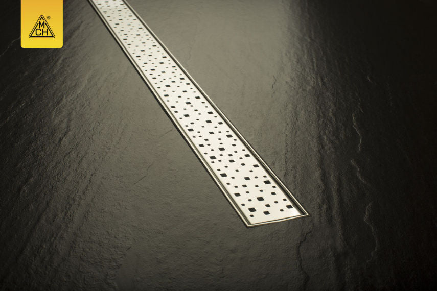 Rigola de interior MCH cu rama si gratar de inox SQUARE lucioasa, 350 mm